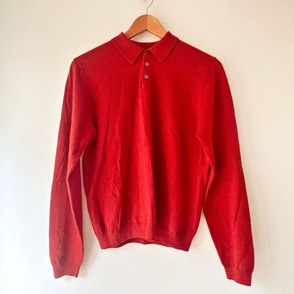 Brooks Brothers Extra Fine Italian Merino Wool Women’s XL Red Collared Sweater - Picture 7 of 16